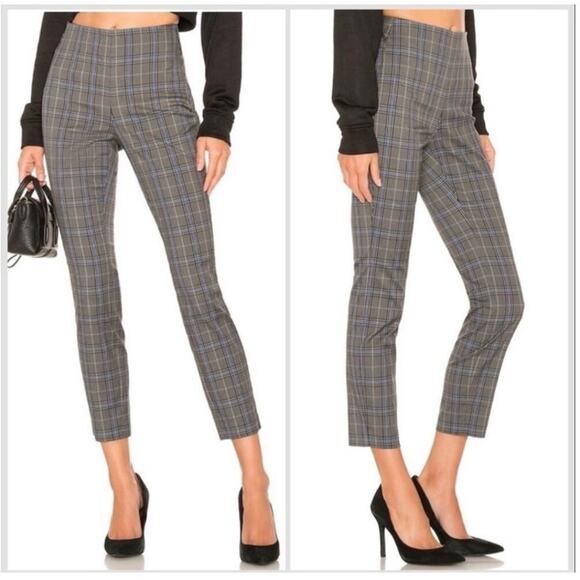 Rag & Bone Simone Plaid Pants Gray Sz 2 Slim Ankle Side Zip Mid Rise Academia - Picture 1 of 11